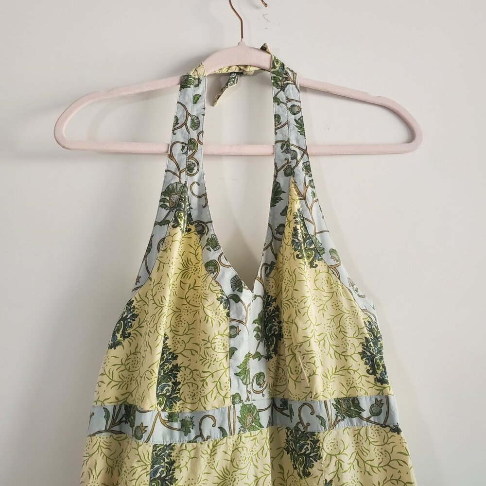 Gap Halter Mini Sun Dress 12 Yellow Floral Vintage Y2K Festival - Picture 2 of 10